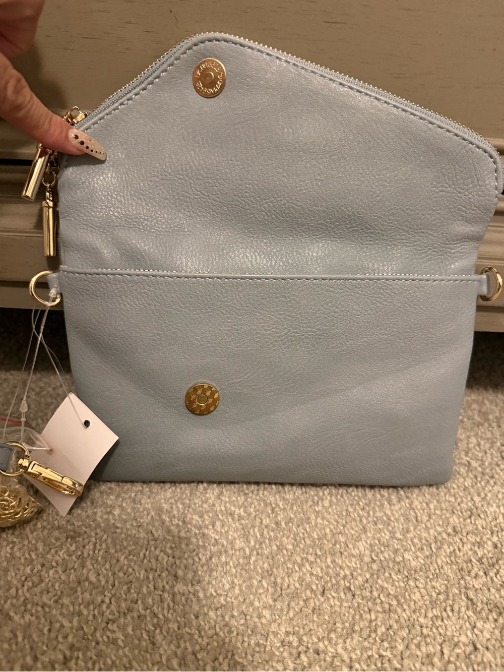 Envelope Zip-Trim Clutch in Light Gray - Picture 3 of 5